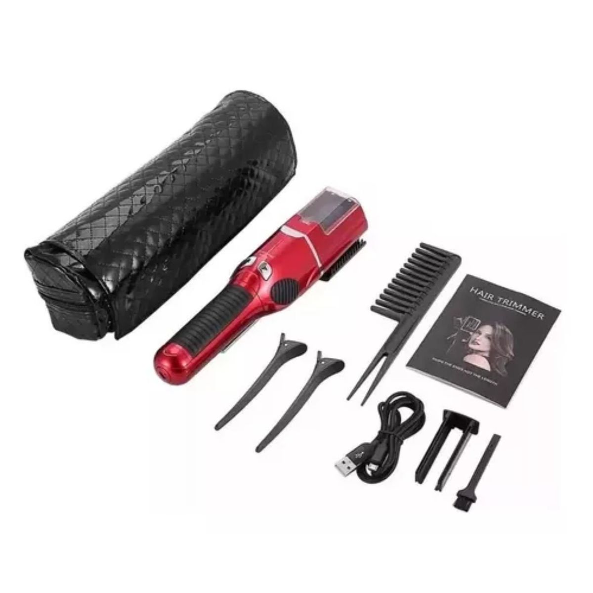NEW LINE - Cortador Eléctrico Puntas Dañadas y Horquetillas Recargable USB Rojo