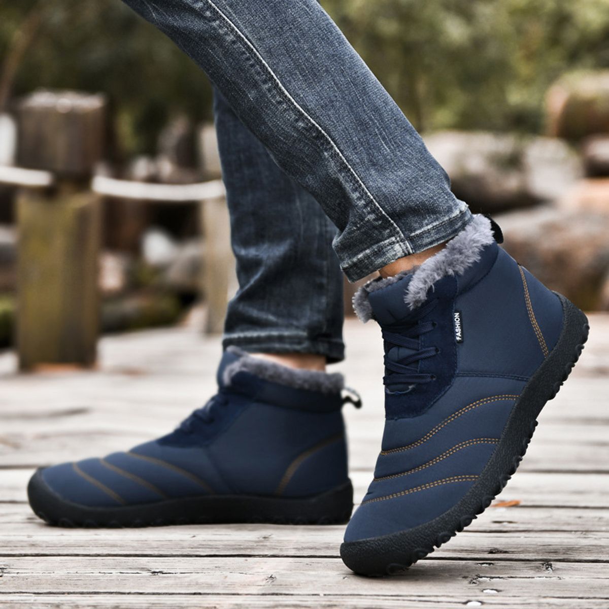 BLWOENS - Botas de algodón cerradas para Hombre -Azul