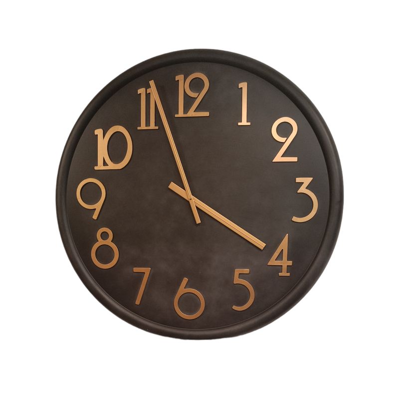 GENERICO - RELOJ MURAL GRANDE DISEÑO EUROPEO METAL NEGRO CON DORADO