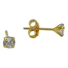 GENERICO - Aro Punto De Luz Circon 4 Mm Enchapado Oro 18 Kl Mas Caja