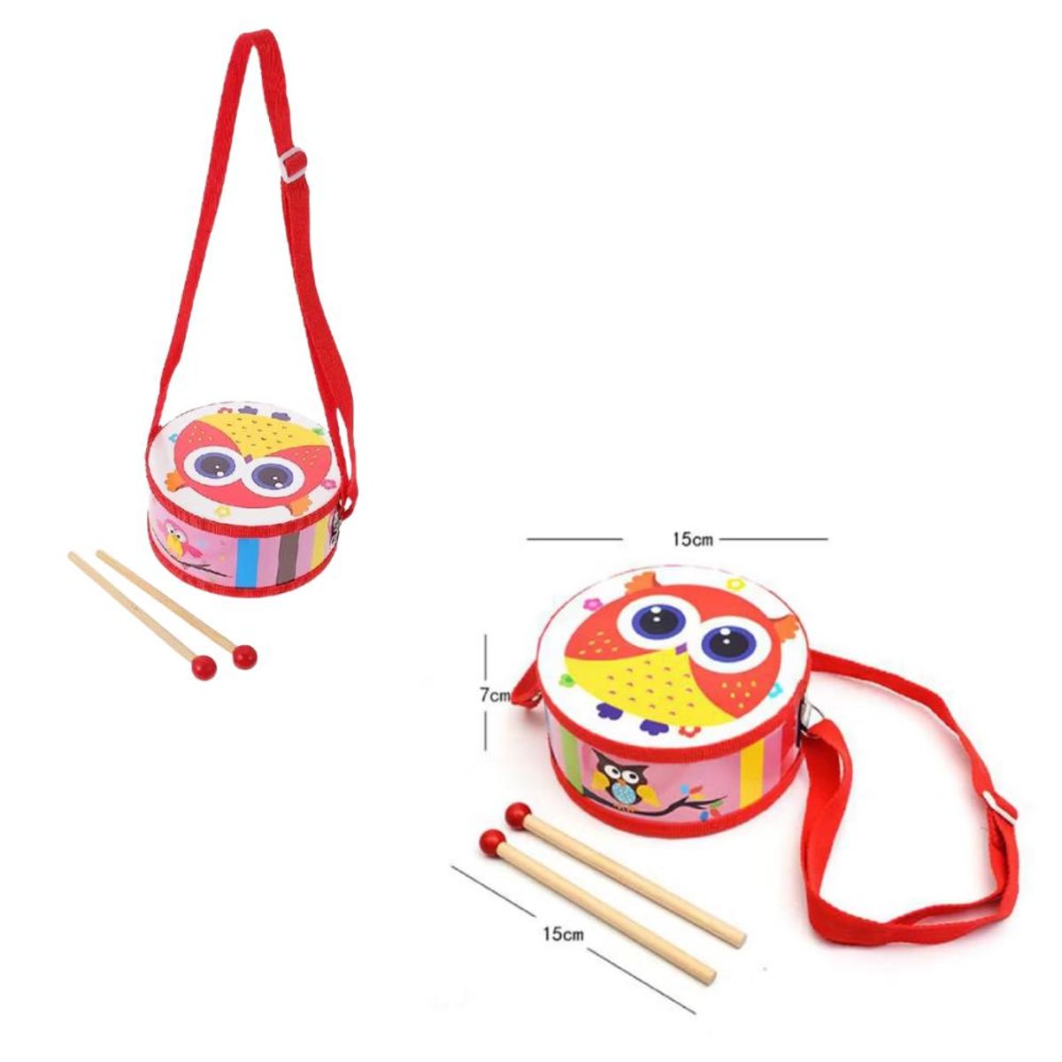 ARTIDIX - Tamboril musical infantil diseño de búho PB-C8