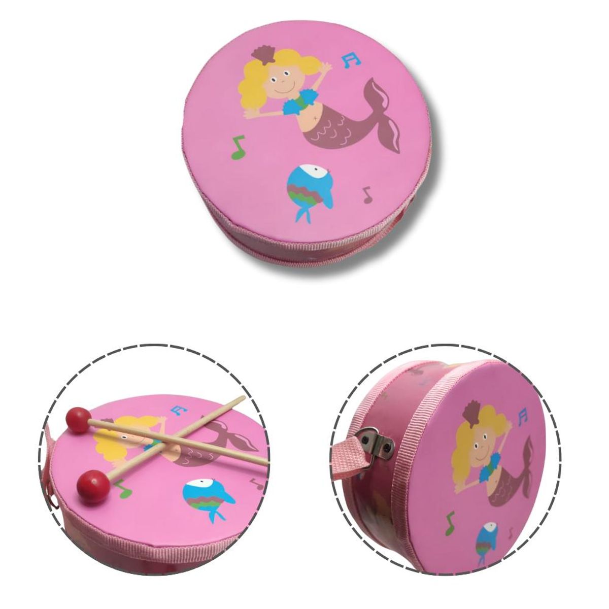 ARTIDIX - Tamboril musical infantil diseño de sirena PB-C8