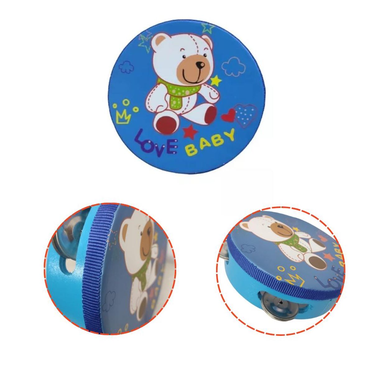 ARTIDIX - Pandero musical infantil diseño osito blanco PB-C8