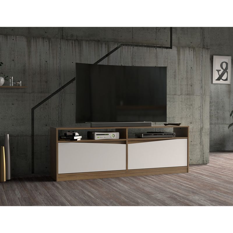 INVAL - Rack de TV hasta 60"  56,5 x 160 x 36 cm Amaretto/Blanco