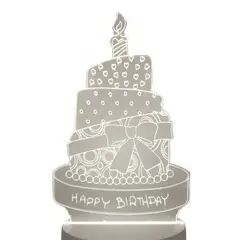 OEM - Lampara 3D USB Luz Feliz Cumpleaños Torta
