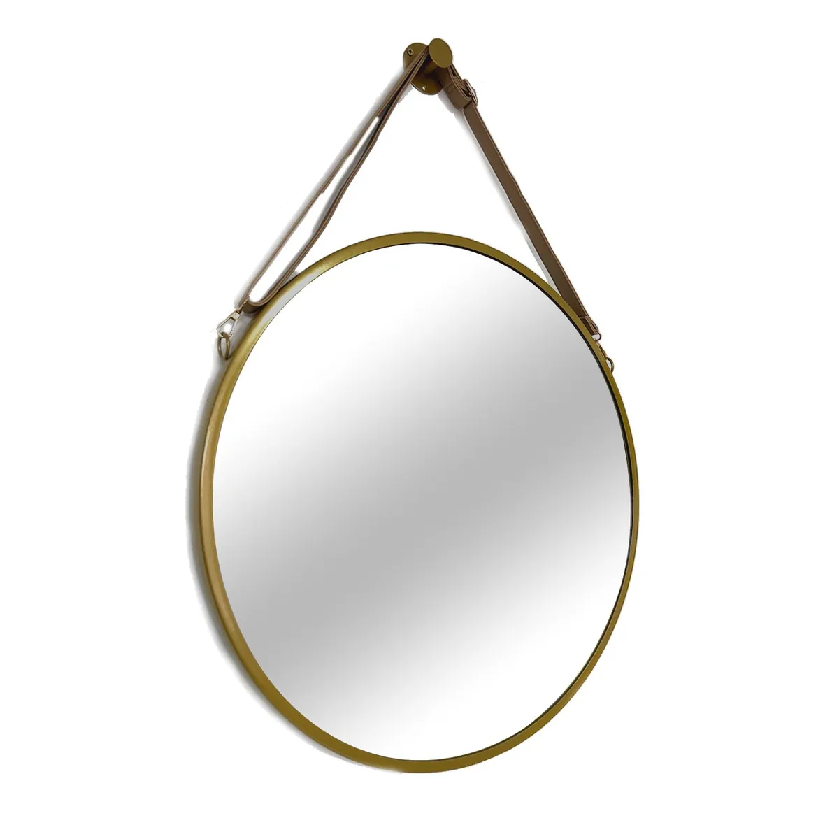 JOYTEK - Espejo Colgante de Cuero Decorativo 60x60cm Dorado