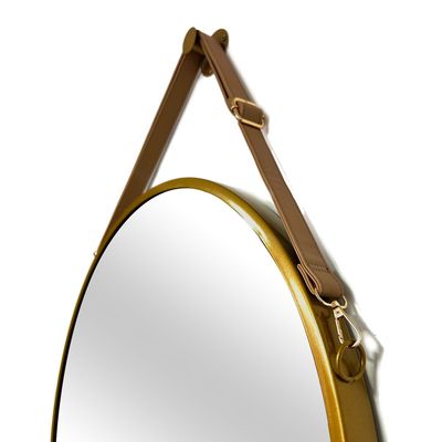 Imagen 2 del producto Espejo Colgante de Cuero Decorativo 60x60cm Dorado