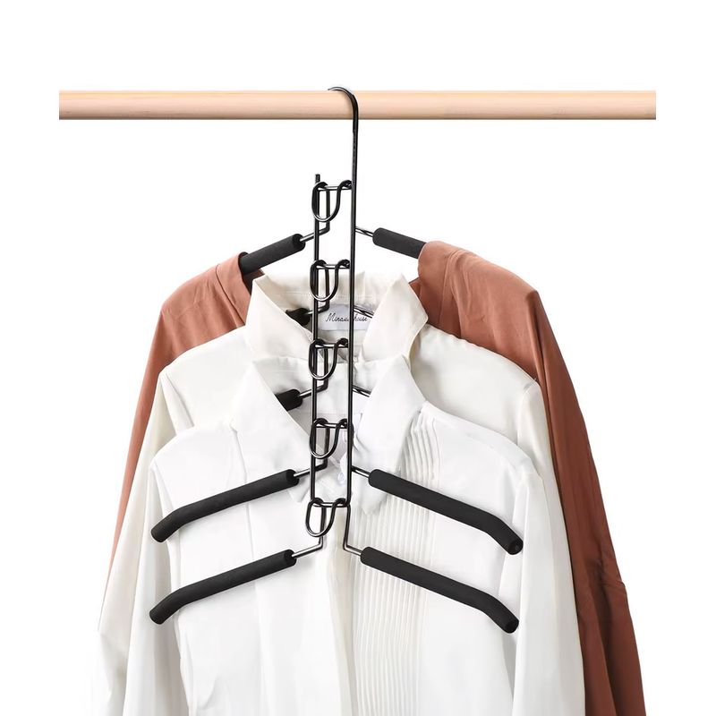 GENERICO - Colgadores Ropa Pack 2 Ganchos 5en1 Antideslizante
