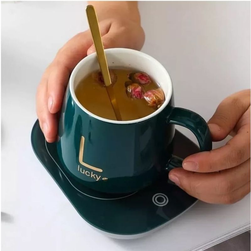 GENERICO - Taza Con Calentador De Café Y Bebidas Color Verde