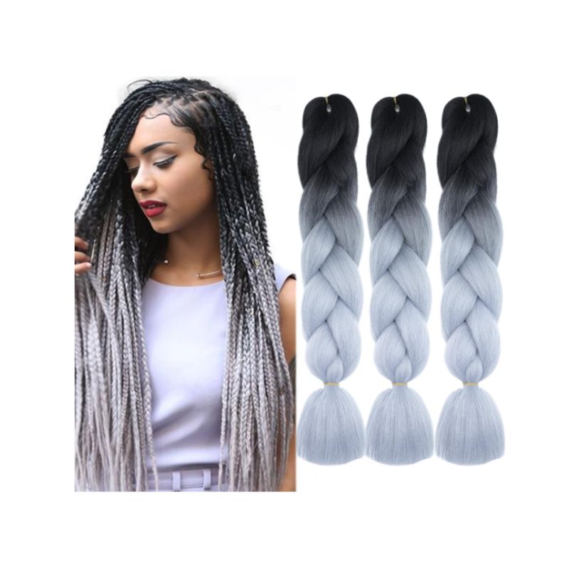 GENERICO - Kanekalon Twist Hair Extensión De Cabello Trenzado Sintético Gris 160