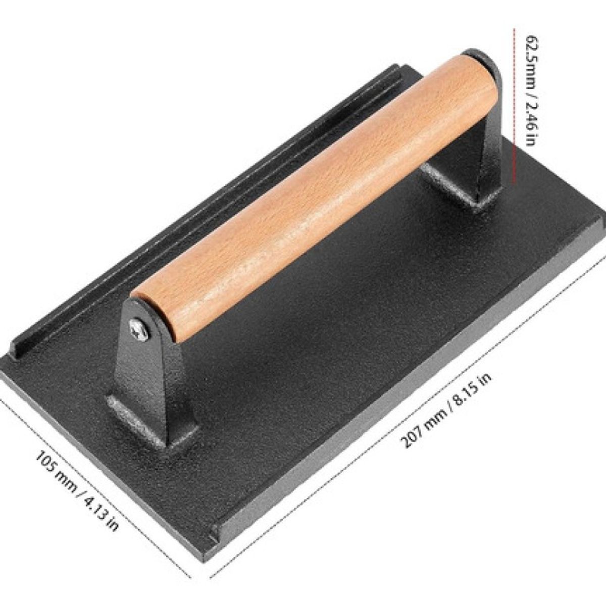 GENERICO - Prensa Hierro Fundido Rectangular 20.5 X 10.5cm Para Carnes