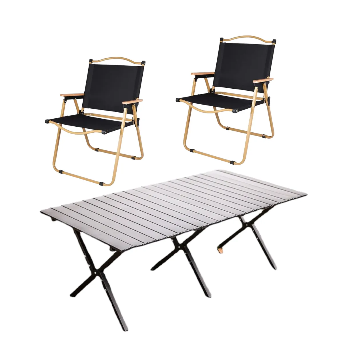 GENERICO - Pack Mesa Camping Plegable + 2 Silla Plegable Multifuncional