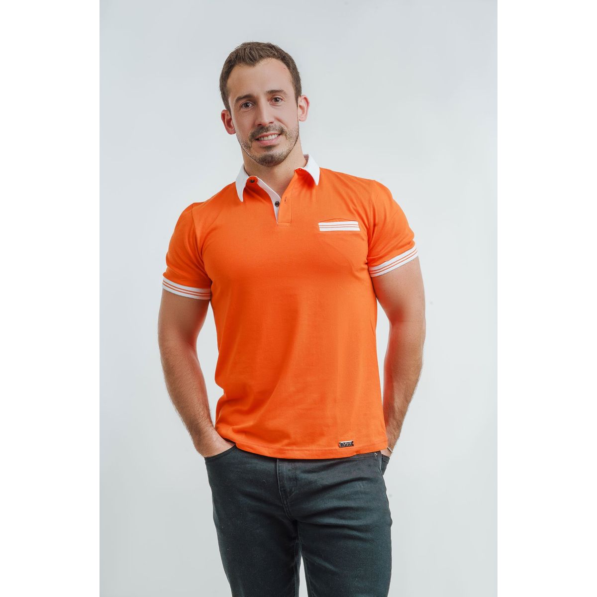 SUITE 1503 MEN'S BRAND EXPERIENCE - Polera Cuello V Naranjo Hombre SUITE1503 Mens Brand Experience