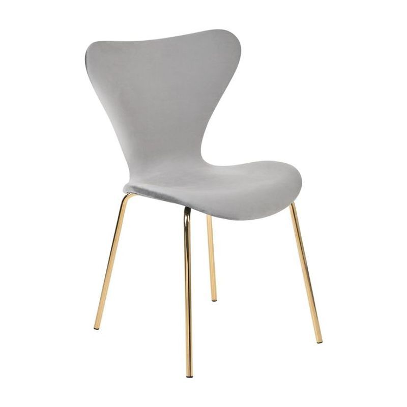 GENERICO - Silla Corazón Velvet Gold Gris