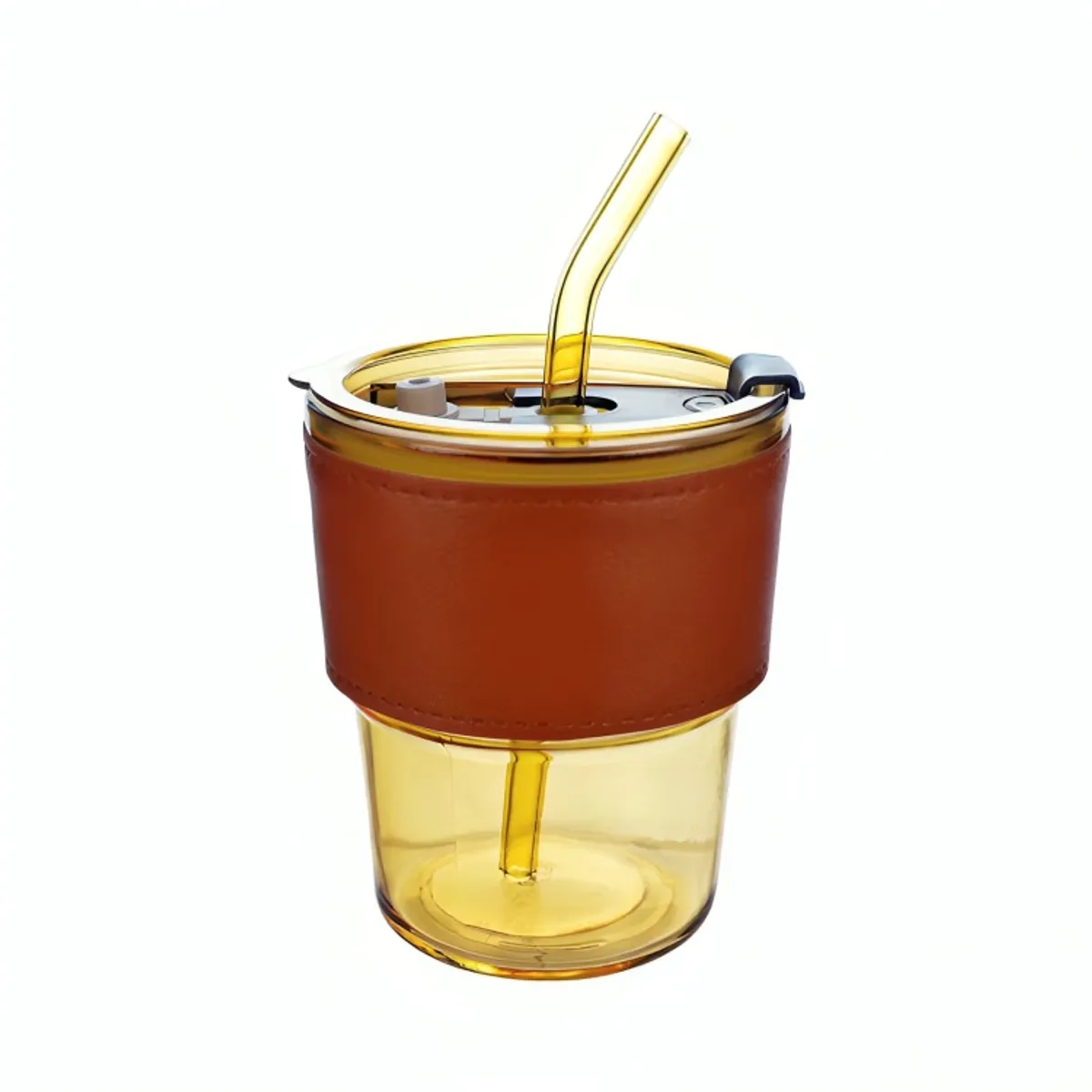 OEM - Vaso Vidrio Con Bombilla Y Tapa Amarilla