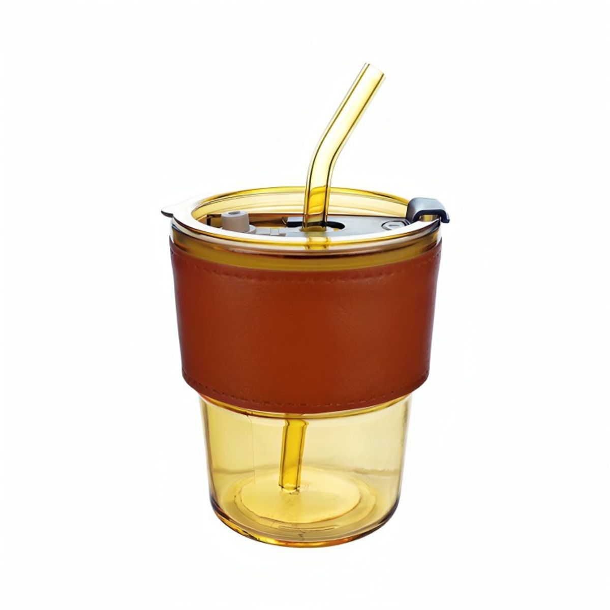 OEM - Vaso Vidrio Con Bombilla Y Tapa Amarilla