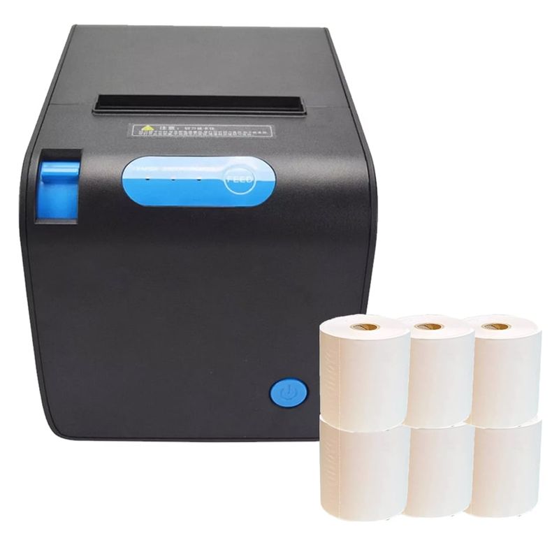 GENERICO - Impresora Térmica Recibo Puerto Ethernet Usb + 6 Rollos