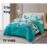 Plumon Cobertor invierno de plush y chiporro 2 Plazas Celeste Mariposas