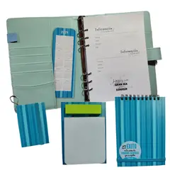 GENERICO - Pack Cuaderno con cubierta ecocuero Accesorios celeste 1