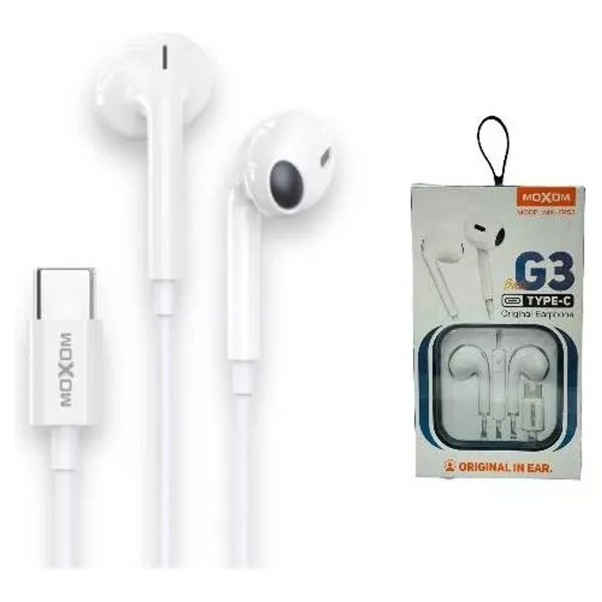 GENERICO - Audifonos Manos Libres Moxom Mx-ep53 In Ear Tipo C Blanco