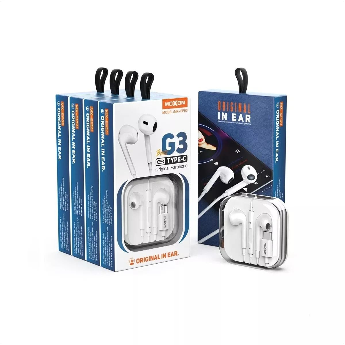 GENERICO - Audifonos Manos Libres Moxom Mx-ep53 In Ear Tipo C Blanco