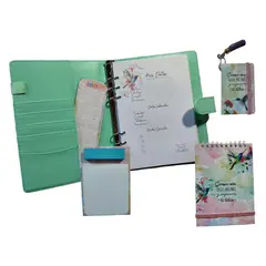 GENERICO - Pack Cuaderno Planner cubierta ecocuero Accesorios calipso