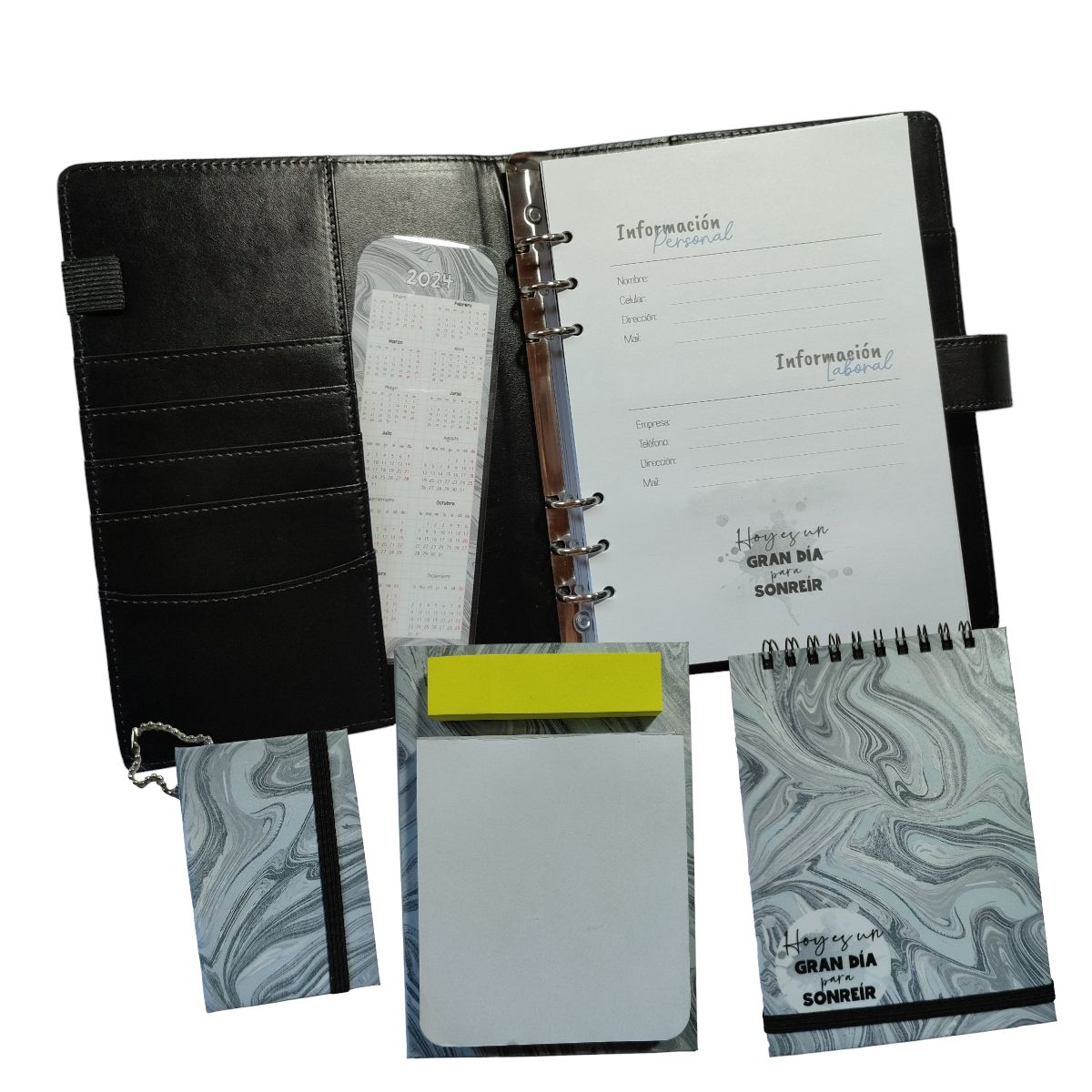 GENERICO - Pack Cuaderno con cubierta ecocuero Accesorios negro