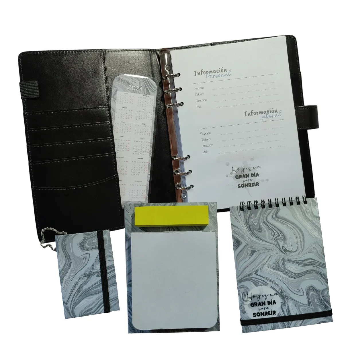 GENERICO - Pack Cuaderno con cubierta ecocuero Accesorios negro