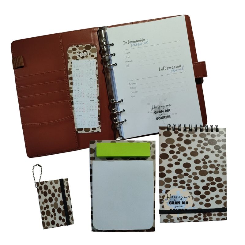 GENERICO - Pack Cuaderno con cubierta ecocuero Accesorios cafe 1