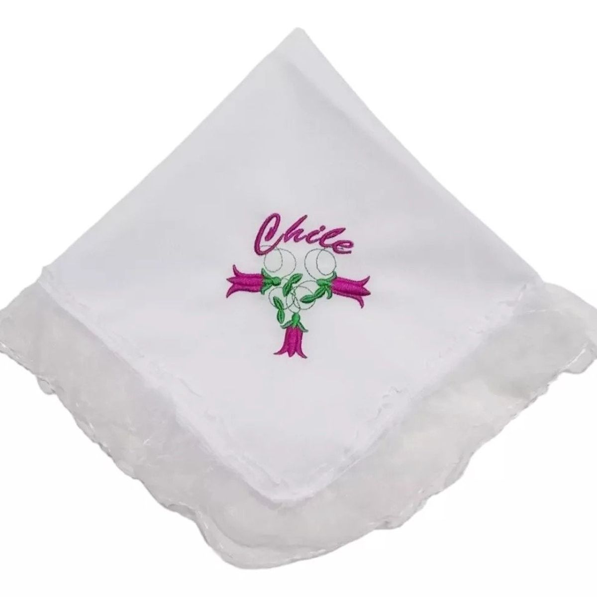 GENERICO - Pack 4 Pañuelos Mujer Blancos Copihue De Competencia 45x45cm