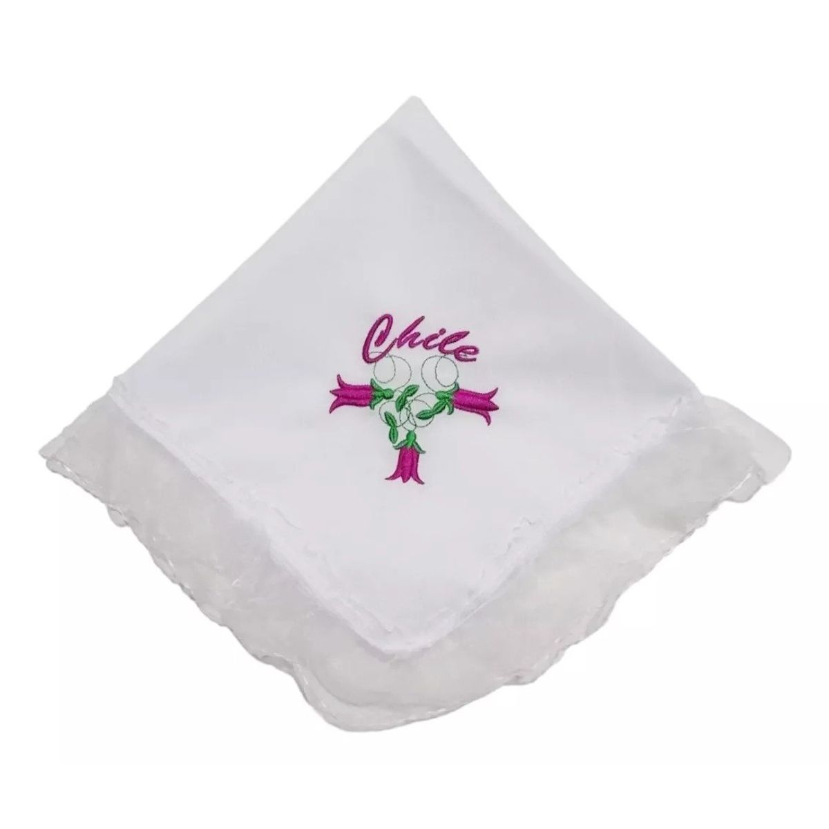 GENERICO - Pack 4 Pañuelos Mujer Blancos Copihue De Competencia 45x45cm