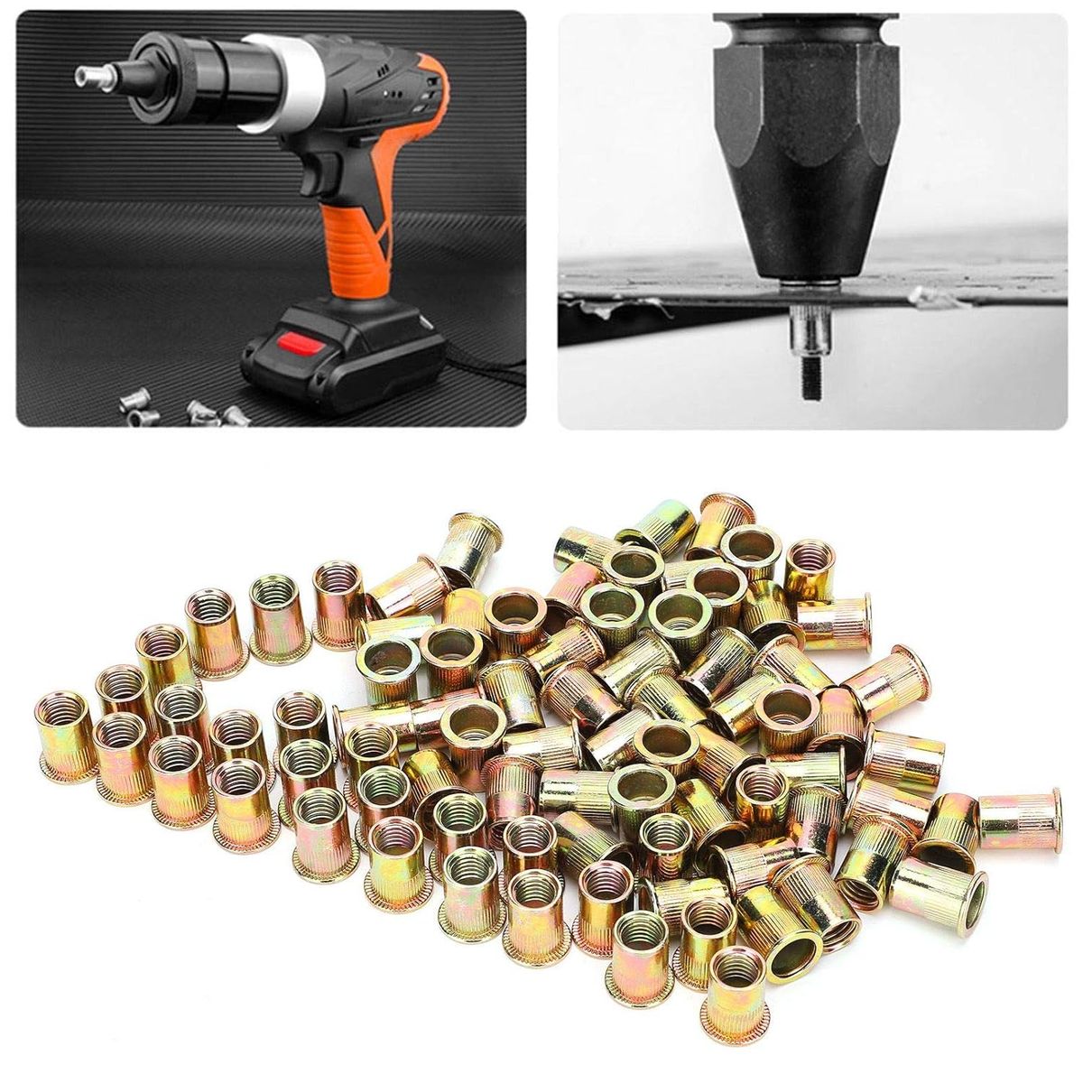 KUANGYE - Kit De Tuerca De Remache Acero Al Carbono 220 Piezas M3-m12