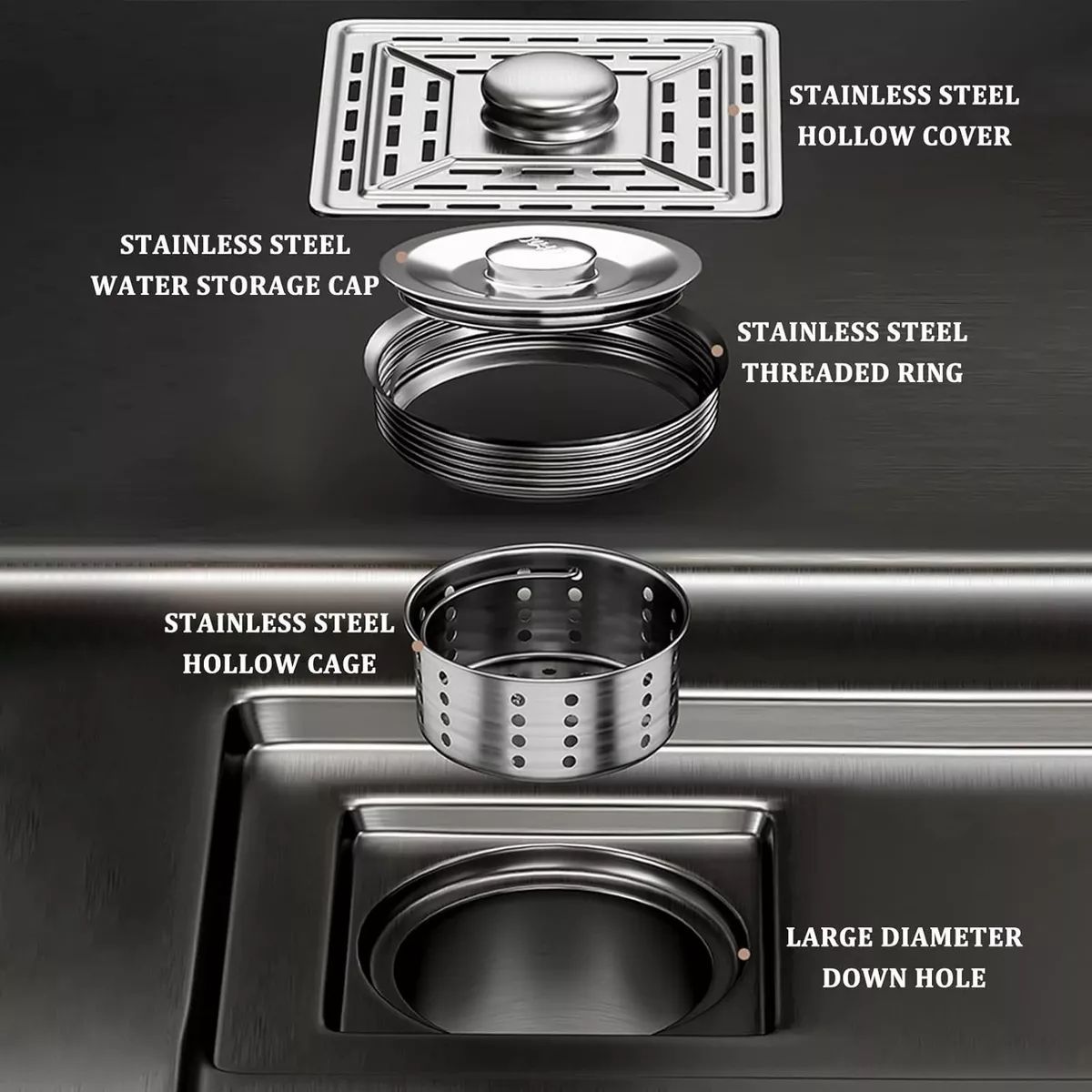 KUANGYE - Lavaplatos De  Acero Inoxidable Empotrado 80x45x21cm