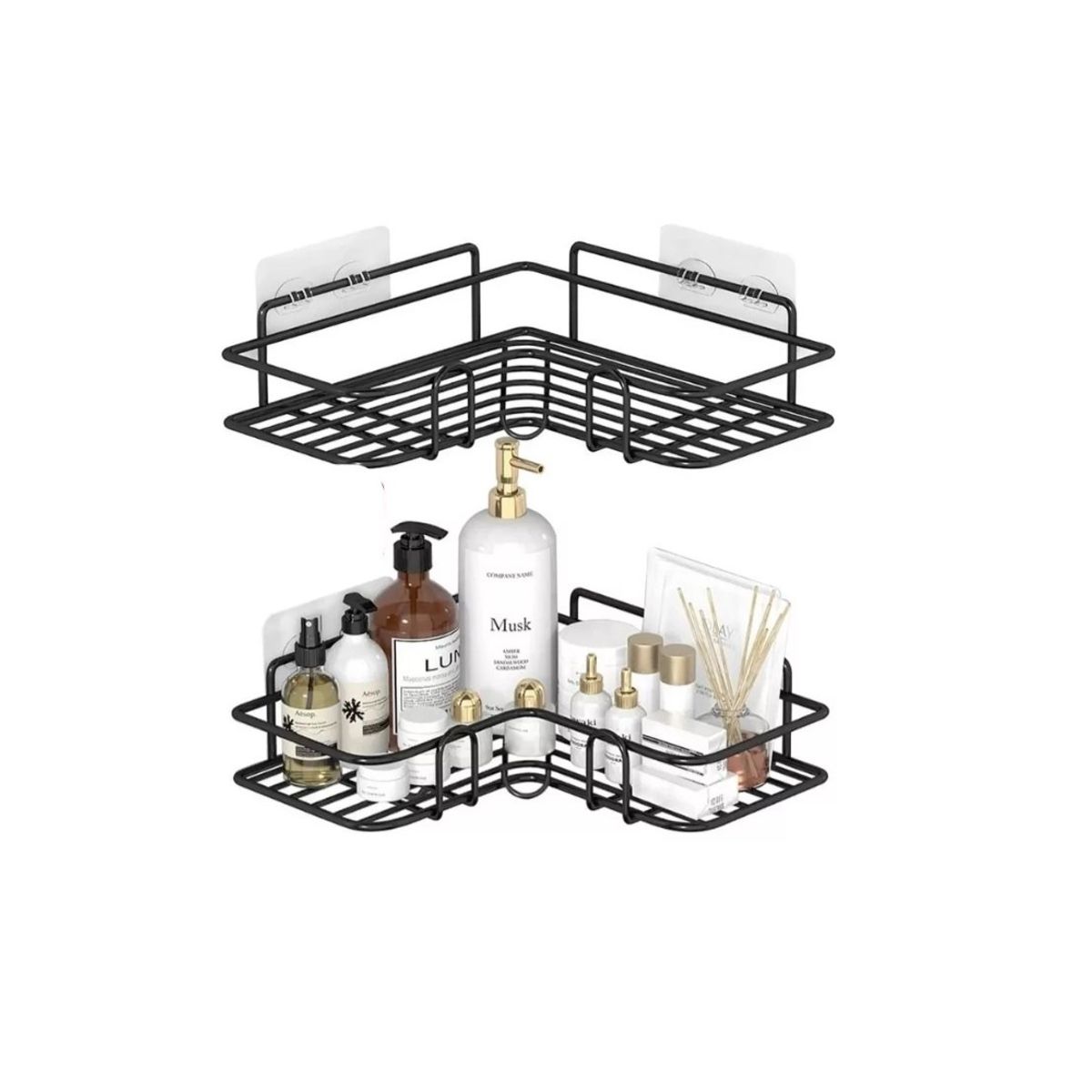 GENERICO - Esquinero De Ducha Multiuso Organizador Baño Repisa Shampoo Negro