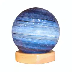 OEM - Lámpara 3D Vidrio Base Madera USB Galaxia