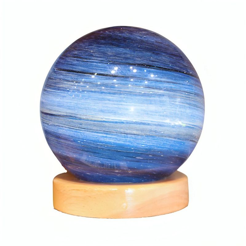 OEM - Lámpara 3D Vidrio Base Madera USB Galaxia