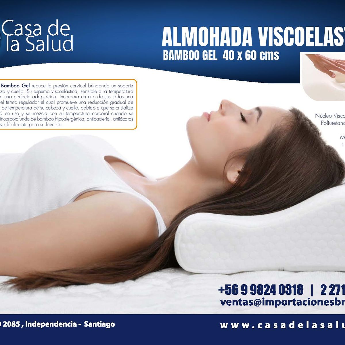 RAINBOW - Almohada Viscoelástica Bamboo ERGO 60x40x11-8