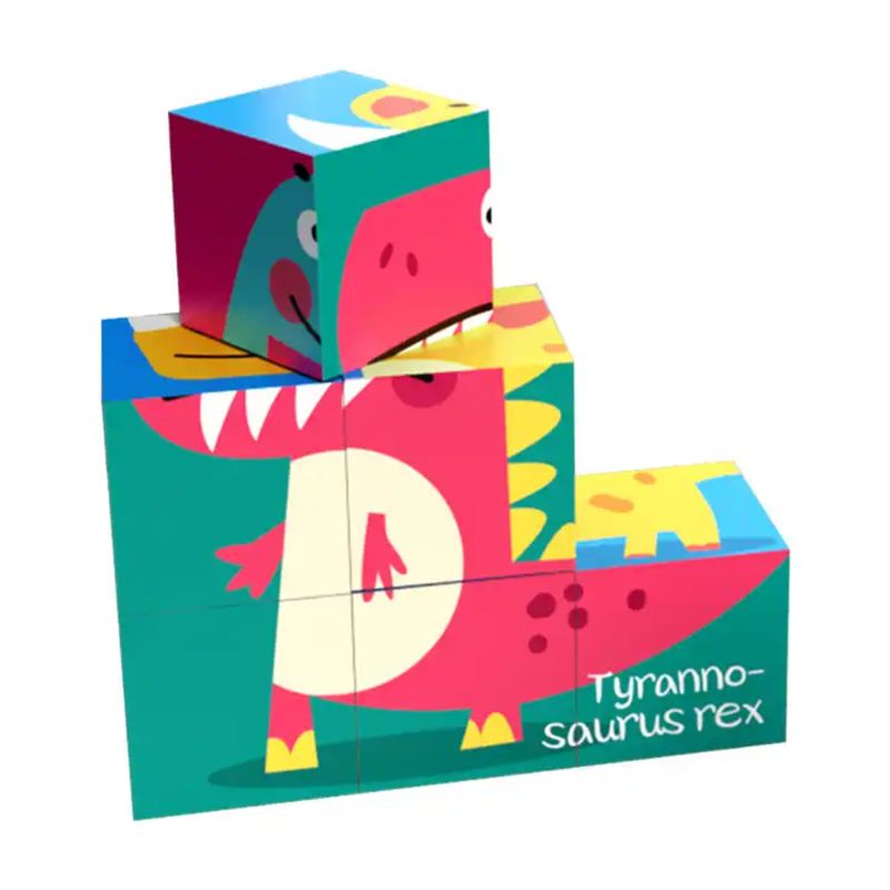 SPACEZAT - Puzzle en Bloques de Dinosaurios 6 en 1 +2 años