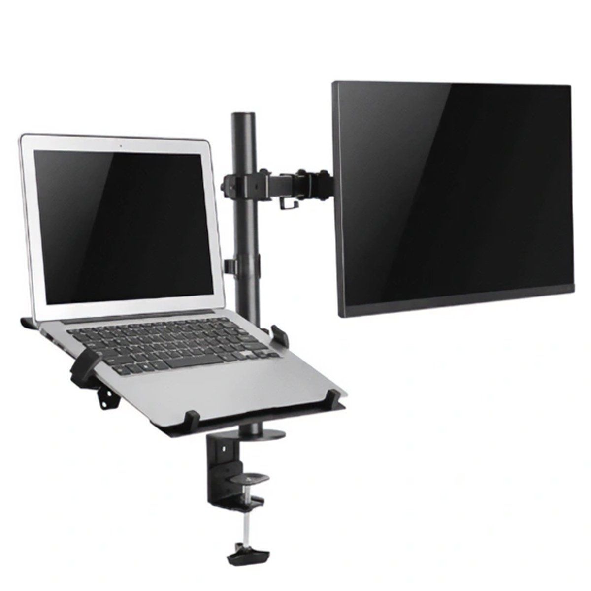 PHILCO - SOPORTE DE ESCRITORIO PARA MONITOR Y NOTEBOOK TIPO PRENSA