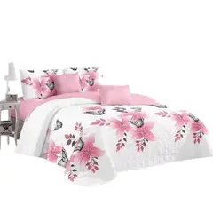 GENERICO - CUBRECAMA KING CON TELA QUILTS DE VERANO CON DISEÑO MARIPOSA  TF