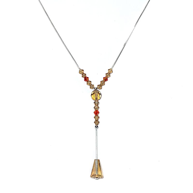 ANDREA COGGIOLA JOYAS - Collar Péndulo Cristal Caramelo Plata Fina 925