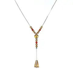 ANDREA COGGIOLA JOYAS - Collar Péndulo Cristal Caramelo Plata Fina 925