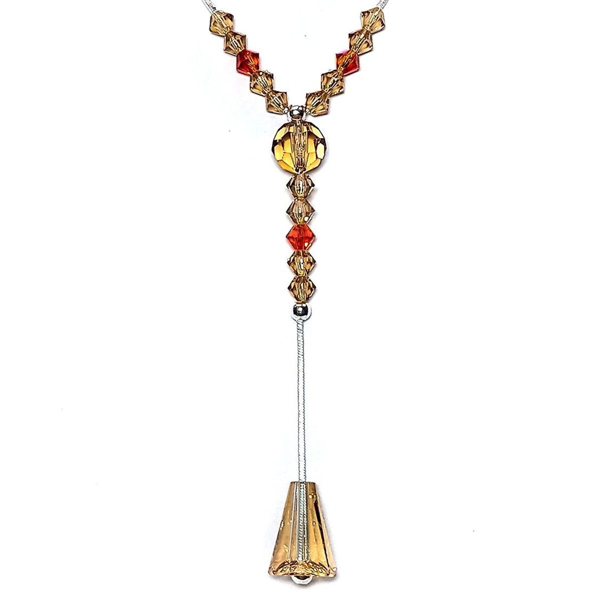 COGGIOLA - Collar Péndulo Cristal Caramelo Plata Fina 925