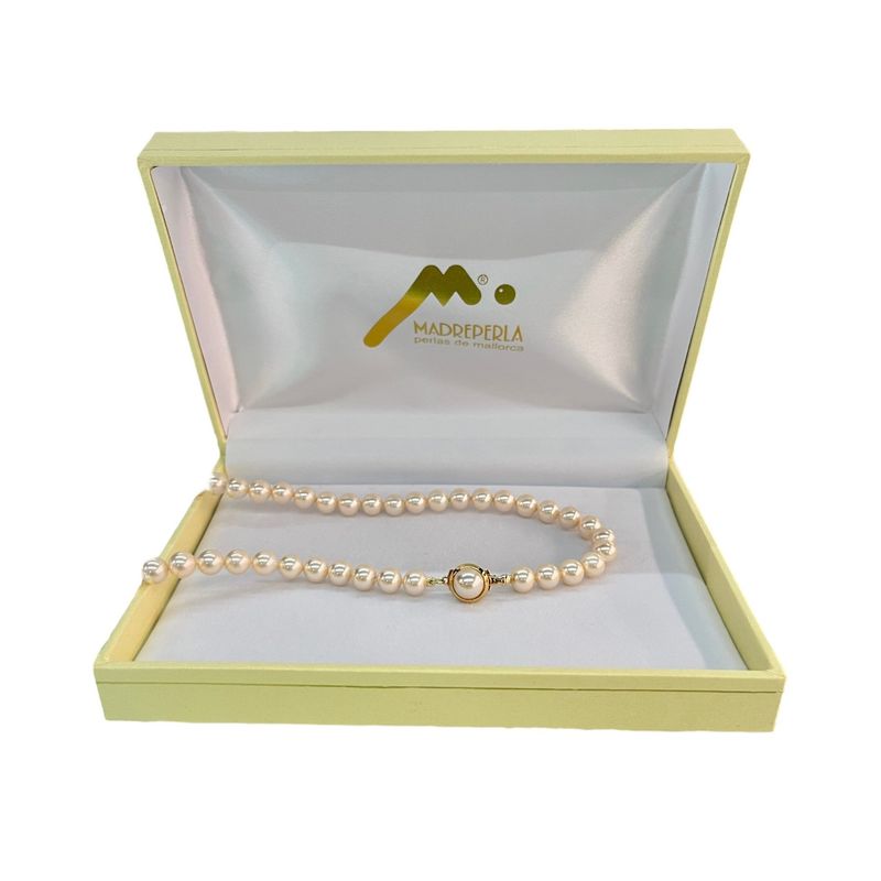 MALLORCA - Collar de Perlas (7mm) de Mallorca Enchapado en Oro 45 cm