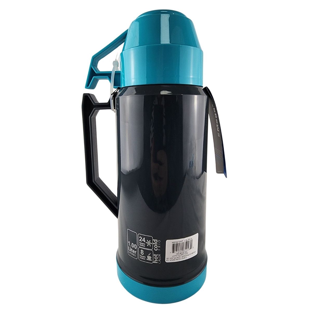 MEGA - Termo Mega 1L New Megatemp Bebidas Calientes Frias con Tazas Celeste