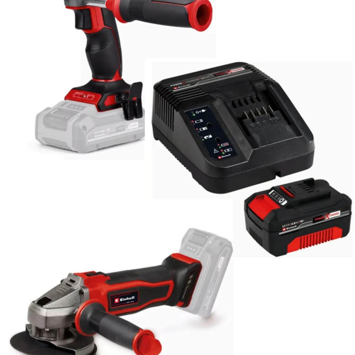 EINHELL - Kit Taladro Percutor 13 60nm+esmeril 4 12 8.500 Rpm+4,0ah