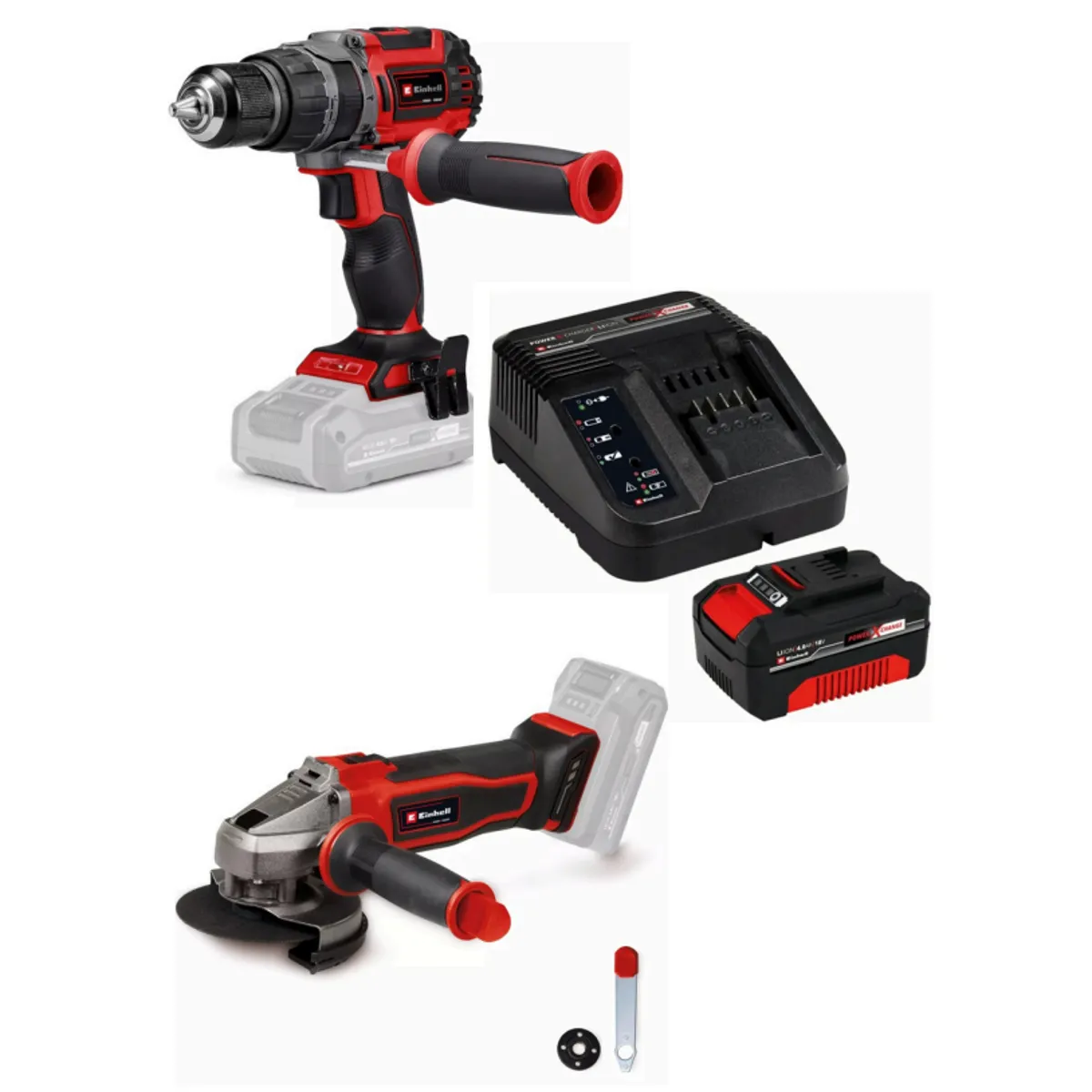 EINHELL - Kit Taladro Percutor 13 60nm+esmeril 4 12 8.500 Rpm+4,0ah