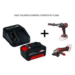 EINHELL - Kit Taladro Percutor 13 60nm+esmeril 4 12 8.500 Rpm+4,0ah