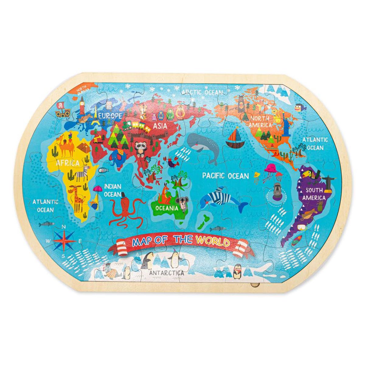SPACEZAT - Rompecabezas de Madera Mapamundi 36 piezas