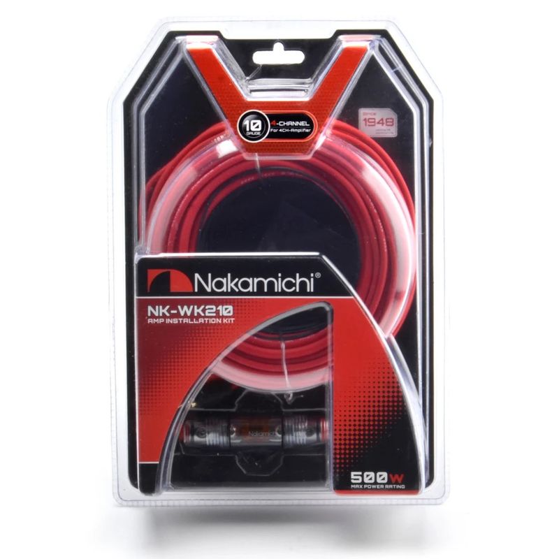 NAKAMICHI - Kit De Cables Amplificador Nakamichi calibre 10 de 4 Canales 500 watts